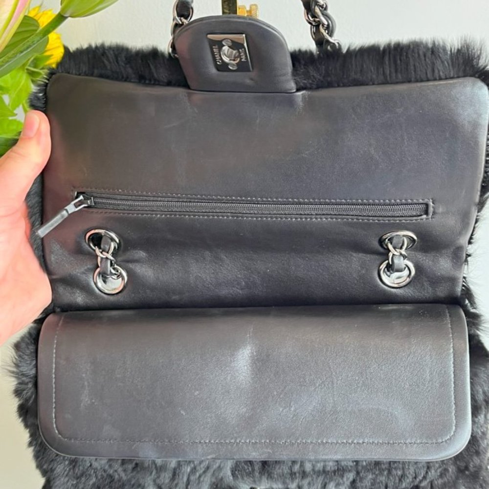 Chanel Black Orylag Rabbit Fur Flap Bag - Picture 3 of 8
